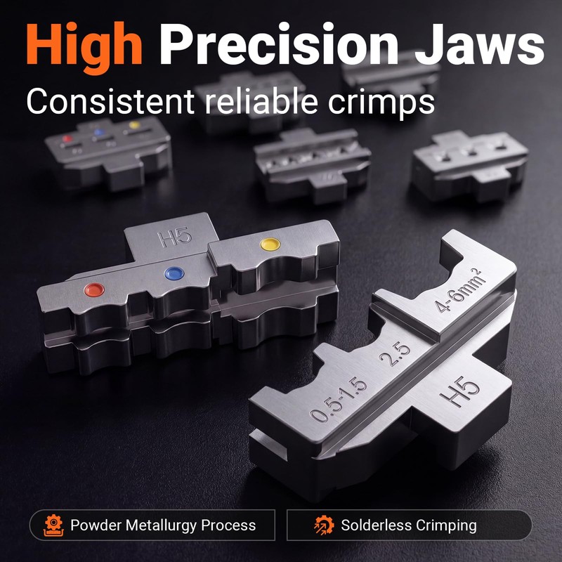 Preciva Crimping Tool Kit with 6 Interchangeable Jaws, Adjustable Ratchet