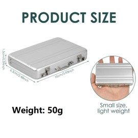 Dokpav 1 x Mini Money Case, 10x6.3x1.5cm Aluminum Business Card Holder Suitcase, Small Briefcase Card Holder with Snap Closure for Men Woman Organization Supplies
