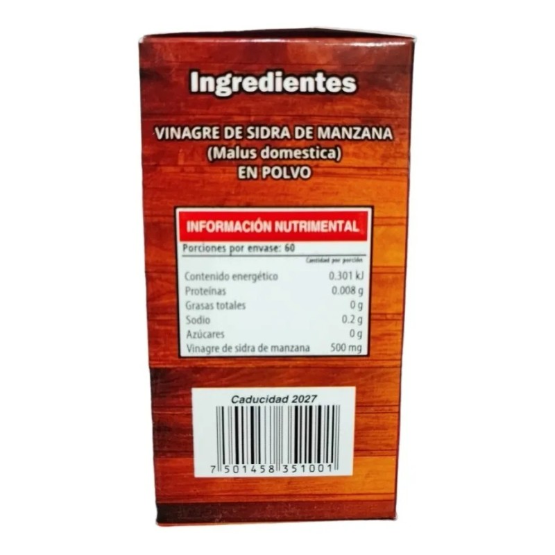 Vinagre De Manzana 60 Capsulas 500 Mg C/u Reforzado