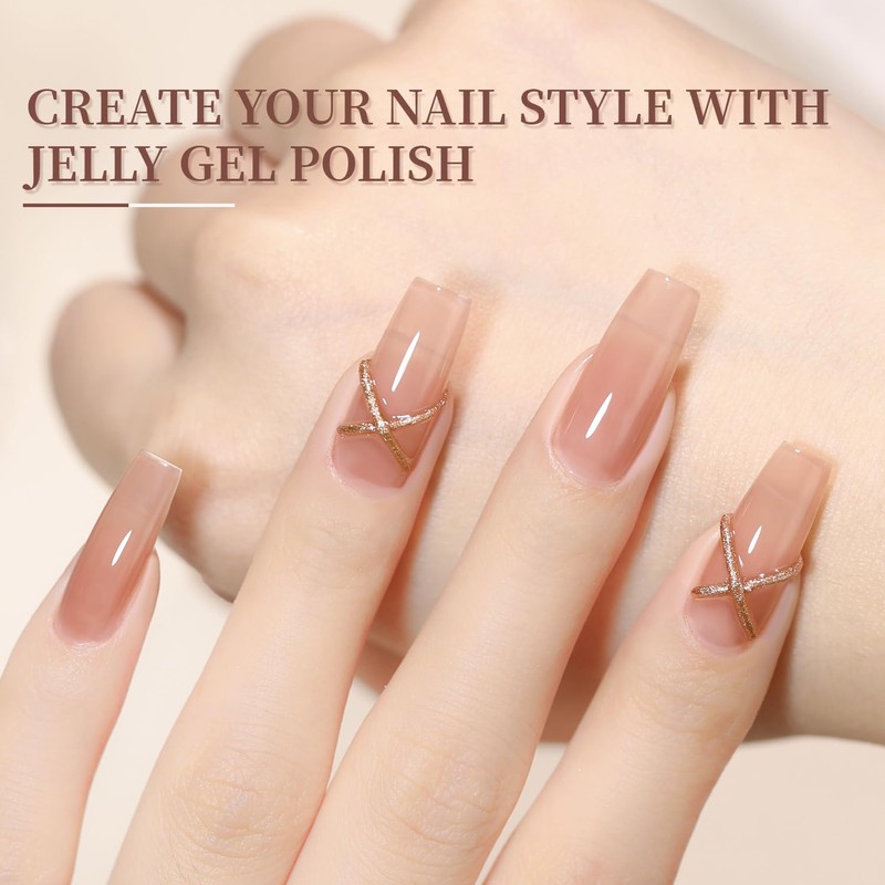 JODSONE 23PCS Gel Nail Polish Set 20 translucent Jelly Color