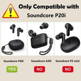 [2 Pack] easyBee Case Compatible with Soundcore P20i Charging Cover, with 2 Keychain and 2 Anti-Lost Strap, Soft Liquid Silicone Ultra Thin Shockproof Protective Kit - Black Blue