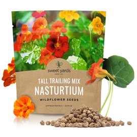 SWEET YARDS Nasturtium Seeds C Mixed Colors C Extra Large Packet C Over 200 Open Pollinated Non-GMO Flower Seeds C Tropaeolum majus