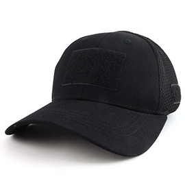 Armycrew Low Profile Air Mesh Tactical Cap with 6 Loop Patch Areas - BLK