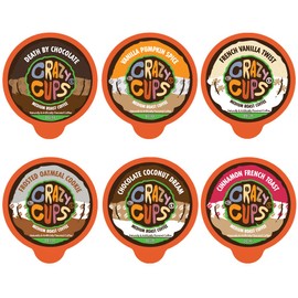 Crazy Cups Flavored Decaf Coffee Pods, Decaf Variety Pack, Decaffeinated Coffee for Keurig Machines, for Hot or Iced Coffee, Single Serve Coffee in Recyclable Pods, 0.45 Oz (Pack of 24)