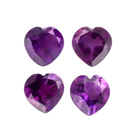 4 PCS,5X5 MM, AURA GEMS Natural Amethyst Crystal, Brilliant Cut, Heart Shape, Jewelry Making Supply, Chakra Energy Healing Gemstone, Real Crystal, Birthstone, Wholesale deal