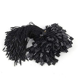 Pack of 200 Clothing Pendant Cord Clothing Tag Rope Nylon Black Cord with Push Locker String Snap Lock Security Tags Price Tags Fasteners