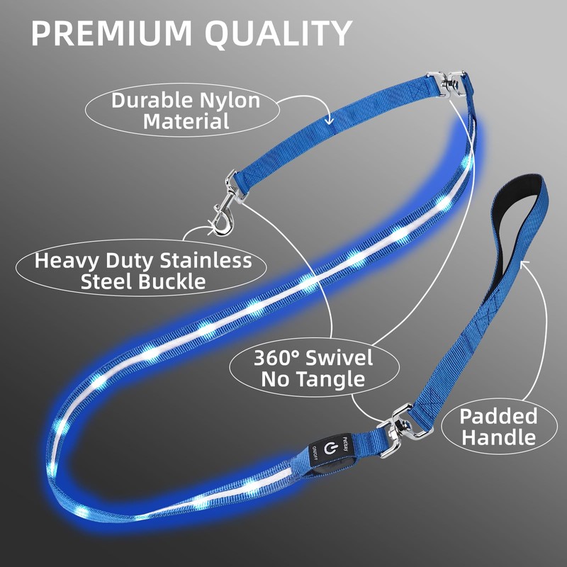 PetIsay Light up Dog Leash for Night Walking - USB