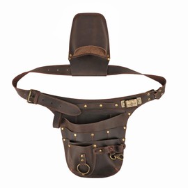 TOURBON Genuine Leather Garden Tool Bag Adjustable Waist Work Belt Pouch for Electricians Carpenters