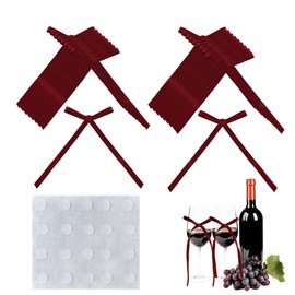 Red Coquette Bow Drinking Tags for Wine Glasses Bowknot Drink Markers Identifire for Wedding Ribbon Wine Glass Charms for Bachelorette Birthday Anniversary Party Decoration Accessory Bows 20 PCS