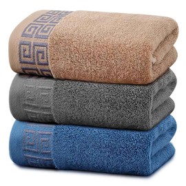 YURIRIA Toallas de baño Juego de Toallas de Mano de 3 Piezas de 75x35CM, 100% Algodón, de Secado Rápido, para baño, Ducha, Playa, SPA(Gris Oscuro+Azul Oscuro+marrón)