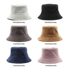 Reversible Double-Side-Wear Solid Color Bucket Hat Packable Sun Hat Fishing Cap for Women Men Outdoor Beach Travel (US, Alpha, One Size, Navy)