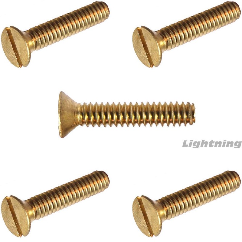 Flat Head Slotted Machine Screws Solid Brass #6-32 x 3/8