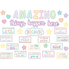 Teacher Created Resources Pastel Pop Amazing Things Happen Here Bulletin Board (TCR8413)
