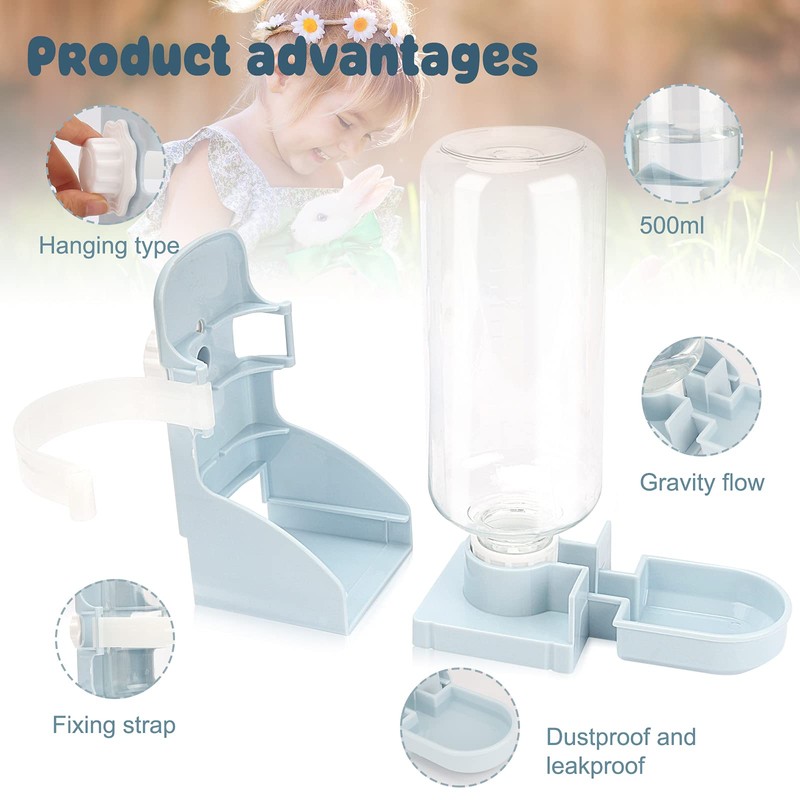 Rypet Rabbit Water Bottle No Drip - 17oz Hanging Water