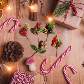 NERKT 20Pcs Christmas Pine Picks with Red Berries and Pine Cones Artificial Berry Picks for Christmas DIY Crafts Gift Package Party Flower Arrangements Wreaths and Holiday Decorations