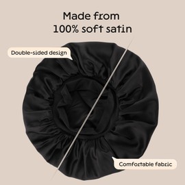 Niagara Sleep Solution Niagara Satin Bonnet for Men - Reversible Night Cap - Bonnet for Sleeping Men - Mens Bonnet for Curly Hair - Large Bonnet with Double Layer (Black)