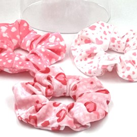 Valentine's Day Hair Ties Red Hearts Hair Scrunchies Pink Soft Elastic Hair Bands Ponytail Holder Hair Tie Hair Accessories for Women Girls