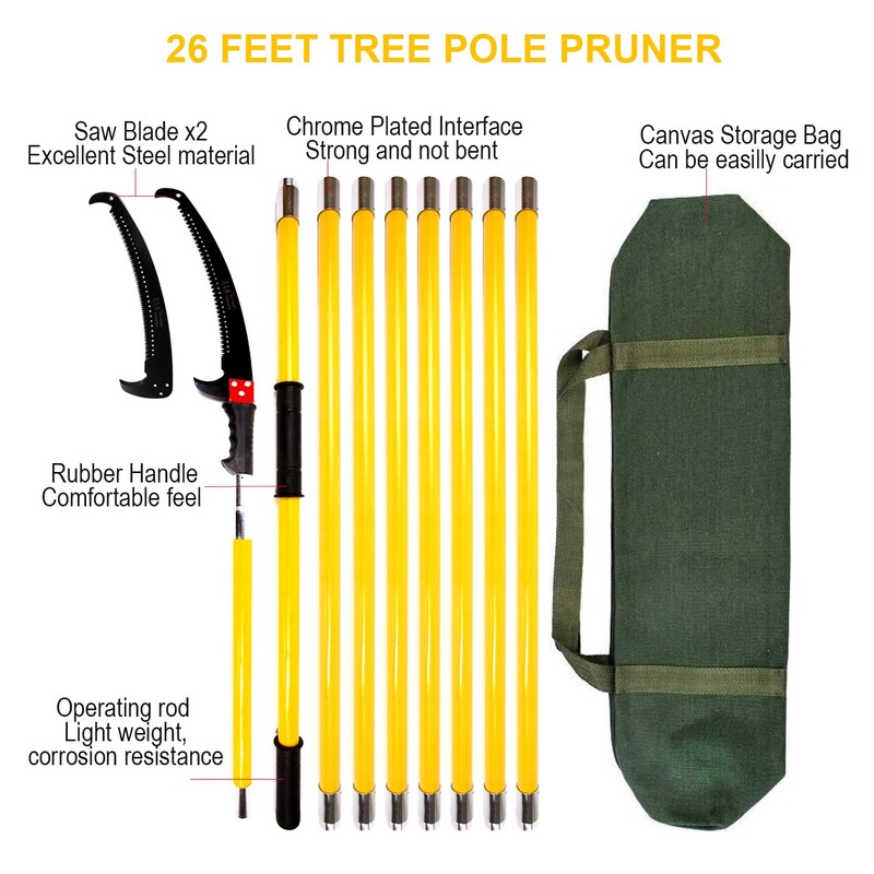 30 Feet Tree Pole Pruner, Durable Tree Trimmers Handle, Manual