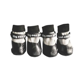 BT Bear Dog Shoes,Set of 4 Dog Boots,Waterproof Anti Slip Dog Shoes Rubber Sole Pet Socks for Outing Walking,Paw Protectors for Small Dogs,Black S