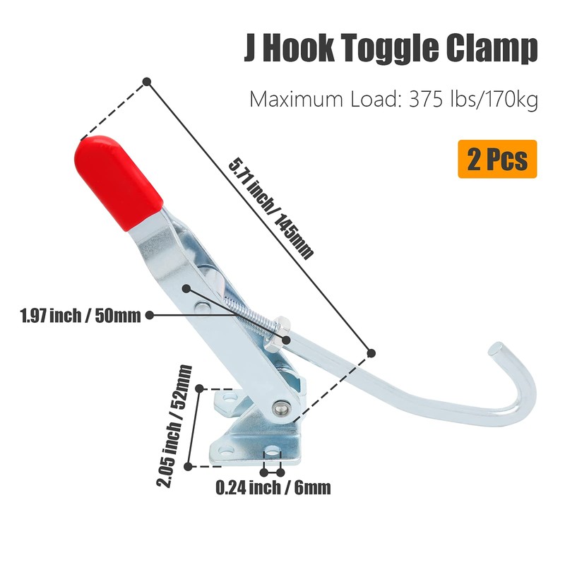 Qjaiune 2 Pack J Hook Toggle Clamp, Heavy Duty Toggle