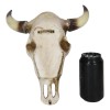 Western Bison Bull Cow Skull With USA Flag Maltese Fire