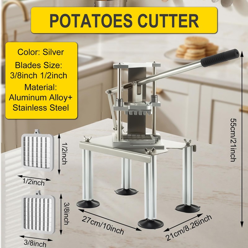 Commercial Fry Cutter, Stainless Steel Potato Slicer