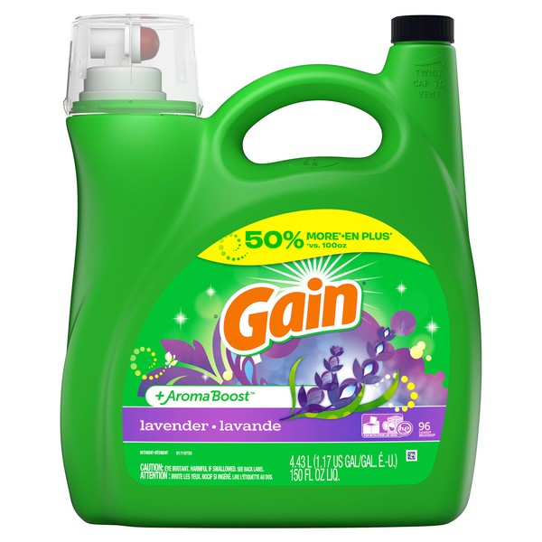 Gain + Aroma Boost Liquid Laundry Detergent, Lavender, 96 Loads 150 fl oz