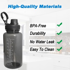 Water Bottle Lid Compatible for Nalgene 32 oz,BPA Free，Thick Wide Mouth Lid with Ring for carrying Compatible for Nalgene 32 oz Replacement Lid Black