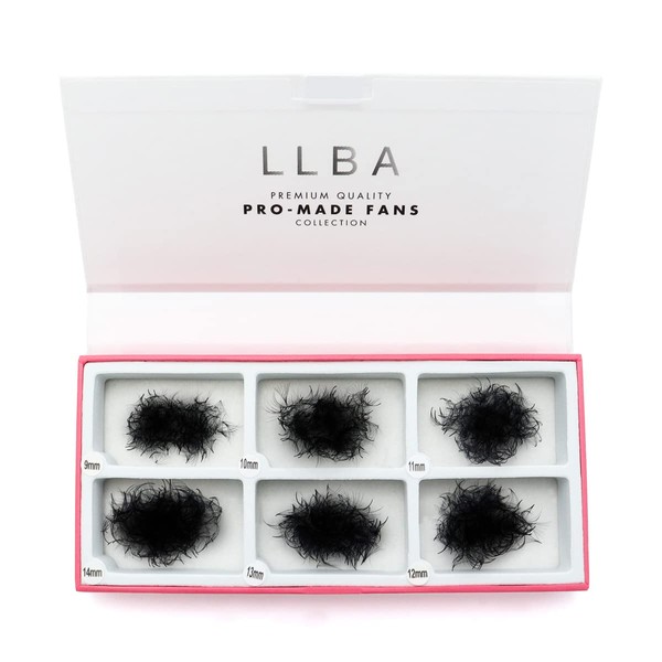 LLBA Promade Mix Fans | Handmade Volume Eyelashes | Multi Selections From 5D To 12D | C CC D Curl | Thickness 0.03 ~ 0.1 mm | 9 - 18 mm Length | Long Lasting | Easy Application (8D-0.05 D 9-14 mm)