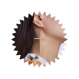 Inateannal Vintage Cross Drop Earrings Long Cross Dangle Earrings Gold Cross Hook Earrings Gothic Religious Christian Cross Earrings Jewelry for Women and Girls