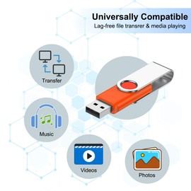 16GB Memory Stick 5 Pack-USB Stick Flash Drives 2.0 Swivel Design Pen Drive,Thumb Drive for Data Storage,Zip Drive and Jump Drive with LED Light-5 colour