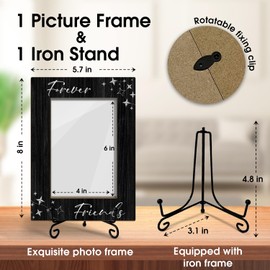 Friends Picture Frame - Forever Friends, Birthday Gifts for Bestie Bff Friend, Wooden Picture Frame with Stand, 4"x6" Photo Frame for Tabletop Display, Home Office Desk Decor Shelf Display/XK77