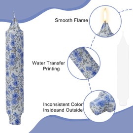 Blue and White Taper Candles 7 Inch Short Chinoiserie Candle Handmade Unscented Smokeless Tapered Candles for Meditation Sailing Living Room Mantel Cozy Hygge Ambiance Everyday Home Decor