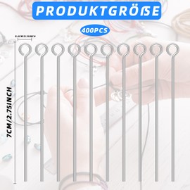 400 Pieces Stainless Steel Rivet Pins Silver Eye Pins for Jewellery Making DIY Earrings Necklace Pearl Chain Cord