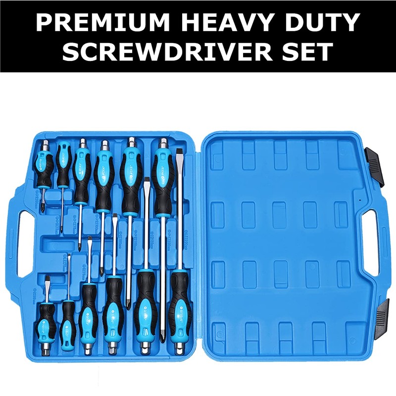 Sunplux 12-Piece Magnetic Screwdriver Set, Heavy Duty Screwdriver Set Go-Thru