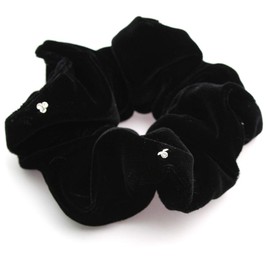 [ヴxante-nu] vingtaine Rhinestone Velour Ruffle Scrunchie Hair Accessories HS – 68 Black