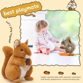 BENINY Realistic Squrrile Stuffed Animal, Cute Squirrel Plush Toy Holding Mini Acorn, Small Stuffed Squrrile Plushie Gift for Girls Boys Kids Forest Animal Lover on Christmas Baby Shower, 13"