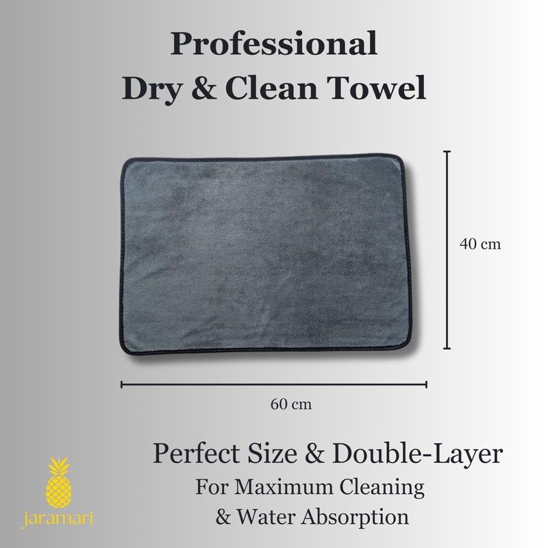 jaramari® 2 x Super Absorbent Microfiber Cloth 60x40cm Charcoal Grey.