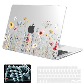 G JGOO Compatible with MacBook Pro 14 inch Case 2025 2024-2021 M4 M3 M2 M1 Pro/Max A3112 A3185 A3401 A2918 A2992 A2779 A2442, Plastic Hard Shell Case +Keyboard Cover +Screen Protector, Garden Flower