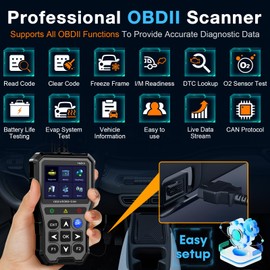AMTIFO AMTIFO OBD2 Scanner with Battery Tester - Diagnostic Tool for Cars, Check Engine Light & Emissions Readiness, Real-Time Date, Plug & Play, Multilingual, Support All Vehicles