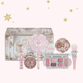Flower Knows Rosy Gala Set - Holiday Limited Full Face Makeup Set for Warm-Tone, 8 Pieces - Lipstick, Blush, Eyeshadow Palette, Highlighter and Exclusive Gifts