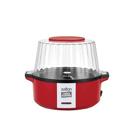 Salton Cinema Stir Popcorn Maker, Low Calorie Snack, Flip to Serving Bowl, Convenient Countertop Size, Durable & Easy to Use, Red (CP1778)