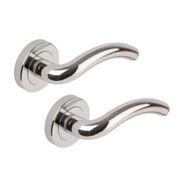 Excel Architectural XL3849 Hawk Passage Door Handles on Round Rose, Polished Chrome