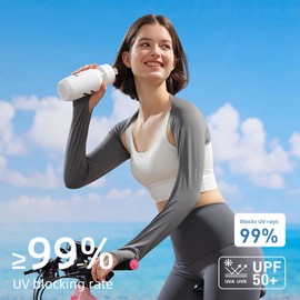 JEONEKID Cooling Shawl Arm Sleeves with Finger Holes for Women Anti-UV Protection, Sun Protection Cooler Shrug for Golf (Blue,Purple,Grey,Pink)