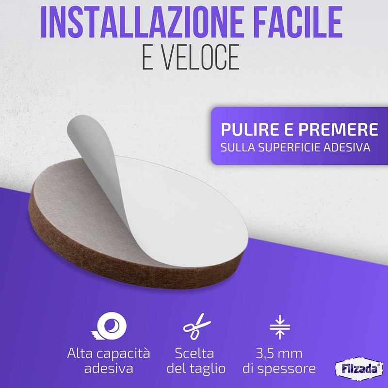 Filzada® 106x Feltrini per Sedie Rotondi e Quadrati Marrone -