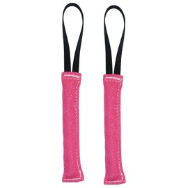 Redline K9 Dog Bite Tug Toy 1.5 inch X 10 inch 1 Handle French Linen Bundle of 2 - (Pink) Dog Tug Toy