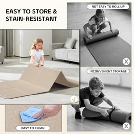 Lvme - Tapete plegable de yoga, antideslizante, material TPE, 75 x 31 x 0.25 pulgadas, para viajes, pilates, camping