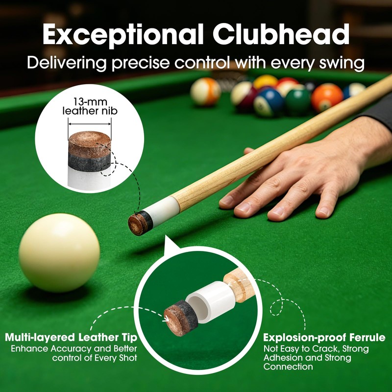 JAGTOP Pool Cue Sticks 52" Set of 2 Billiard Cue