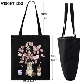 BNQL Just a Who Girl Loves Books Gifts Tote Bag Book Lover Gifts for Women Girl Book Reader Gifts for Bookworm Nerd Tote Bag (Loves Books Tote Bag black), Loves Books Tote Bag Black, Large, Tote Bag