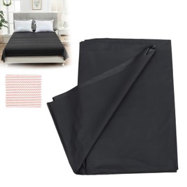 Waterproof Bed Sheet,Plastic Bed Sheets for Bed Wetting,Oil and Dirt Resistant,Easy to Clean,Foldable,for Massage Spa Bed,with 1 Absorbent Cloth(Black 2×2.1m)